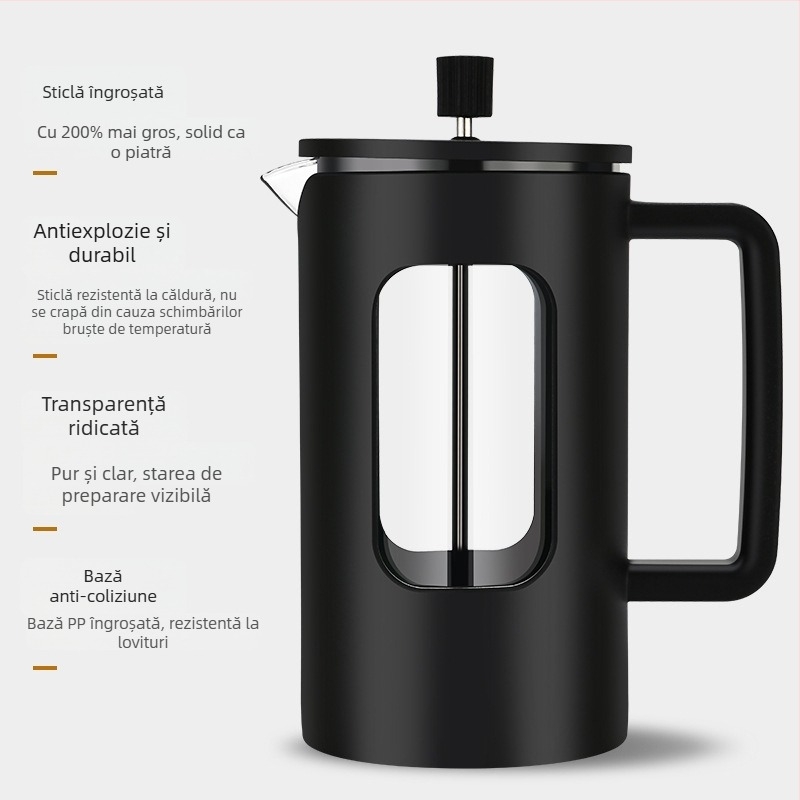 Design nou: filtru din oțel inoxidabil pentru ceai și presă franțuzească din borosilicat rezistent la temperaturi, pentru cafea preparată manual