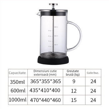 Cafetieră din sticlă borosilicat de înaltă rezistență, filtru franțuzesc, sticlă cu un singur strat, aparat de cafea turnător manual, ceainic în stil european