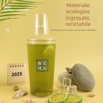 Cupa shaker de unică folosință cu capac, 500 ml, pentru băuturi, sucuri și ceai cu lapte, ușor de purtat, rezistentă la temperaturi ridicate