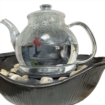 Ceainic din sticlă borosilicat, cu filtru, rezistent la temperaturi înalte