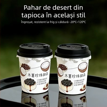 Cupă de unică folosință din PP cu capac, diametru 90 mm, 500 ml, pentru ceai cu lapte și cafea
