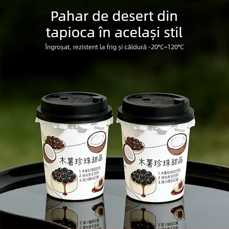 Cupă de unică folosință din PP cu capac, diametru 90 mm, 500 ml, pentru ceai cu lapte și cafea