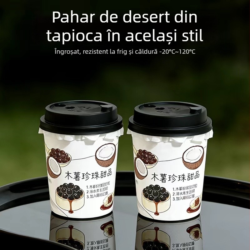 Cupă de unică folosință din PP cu capac, diametru 90 mm, 500 ml, pentru ceai cu lapte și cafea