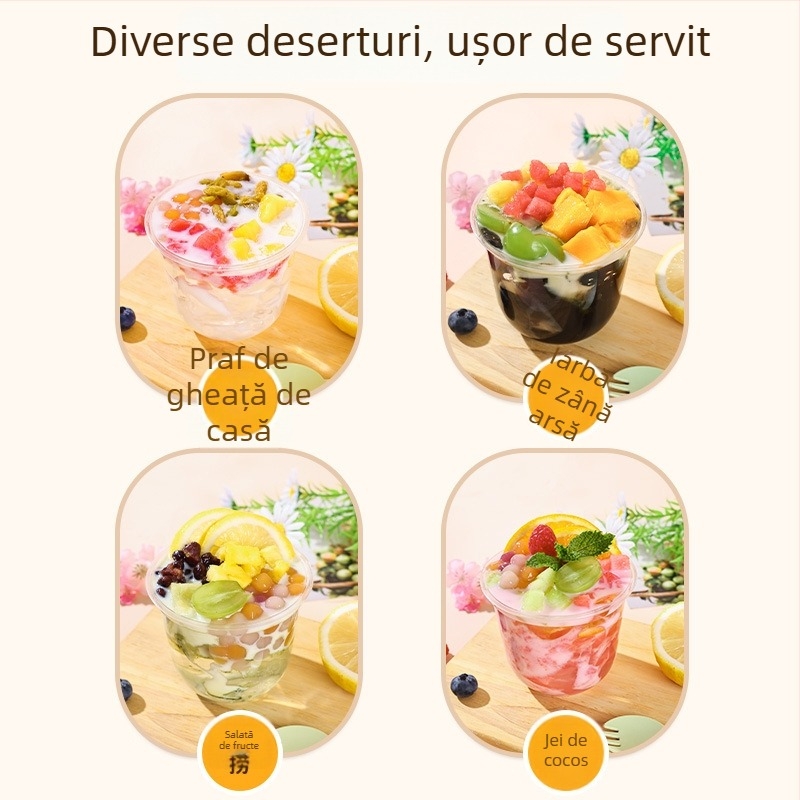 Yunlei 365 ml pahar plastic de unică folosință pentru deserturi și băuturi reci, cu autocolant la modă