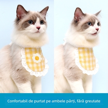 Bibs pentru saliva a animalelor de companie cu guler dantelat, reglabil pentru câini și fular pentru pisici