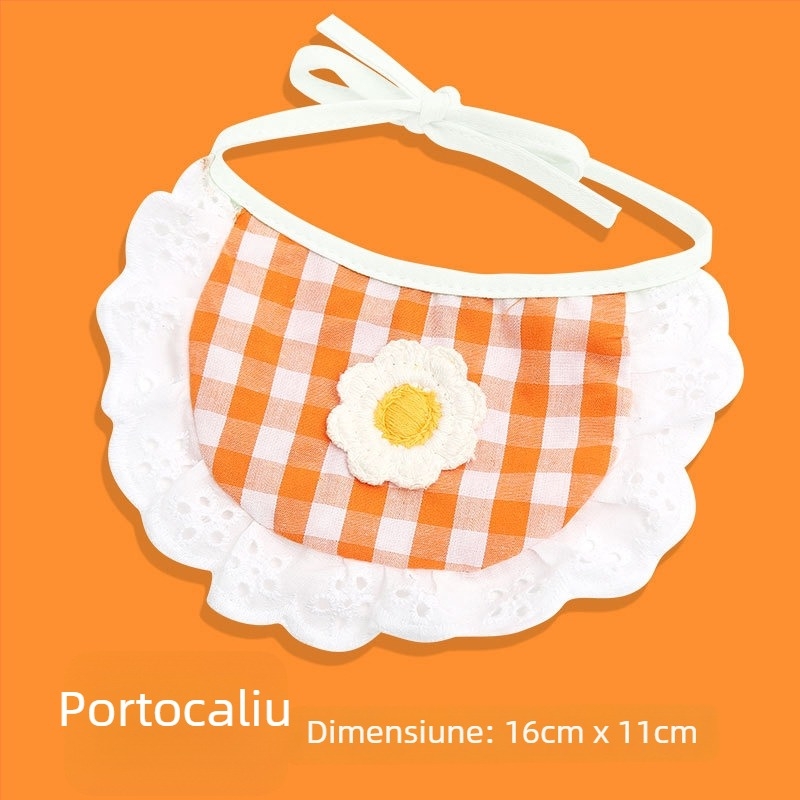 Bibs pentru saliva a animalelor de companie cu guler dantelat, reglabil pentru câini și fular pentru pisici
