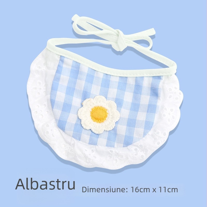 Bibs pentru saliva a animalelor de companie cu guler dantelat, reglabil pentru câini și fular pentru pisici