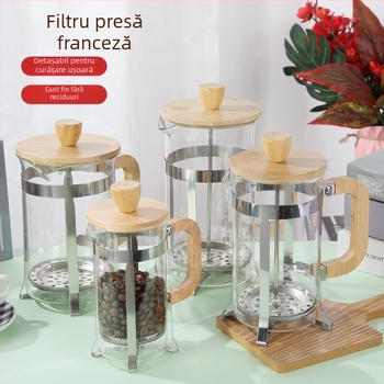 Ma Yika Ceainier din borosilicat rezistent la căldură, cu capac din lemn, filtru din oțel inoxidabil, turnare manuală