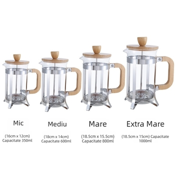 Ma Yika Ceainier din borosilicat rezistent la căldură, cu capac din lemn, filtru din oțel inoxidabil, turnare manuală