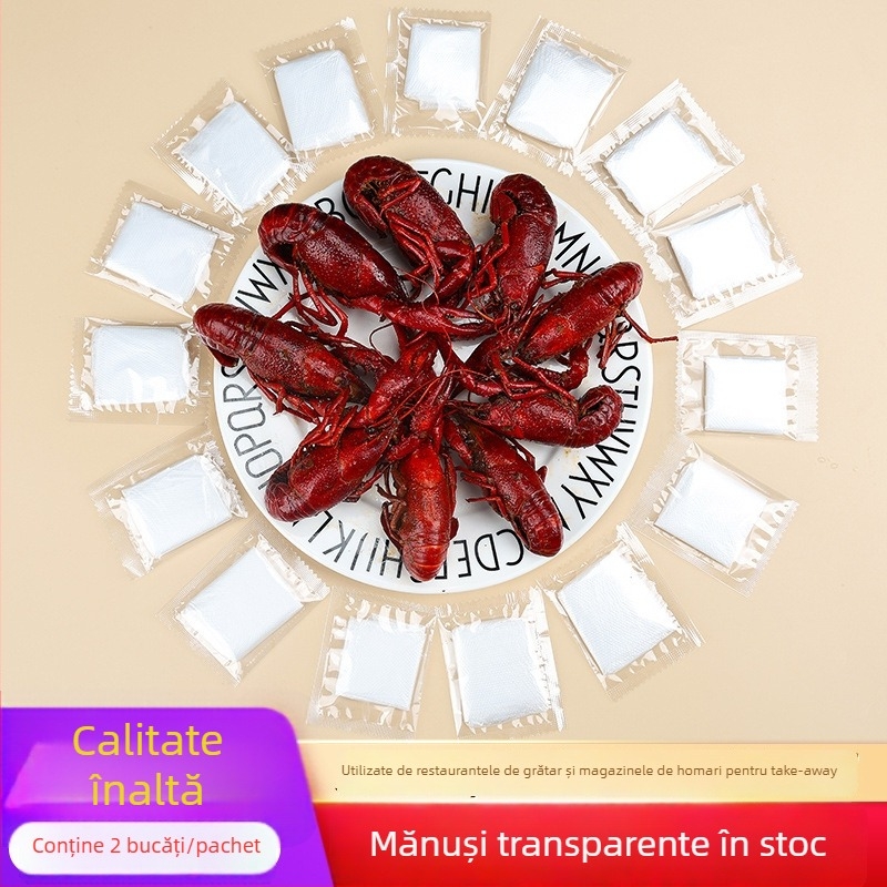 Mănuși de unică folosință, pachet mic, pentru catering, de calitate alimentară, cu grosime obișnuită, transparente, ambalate individual