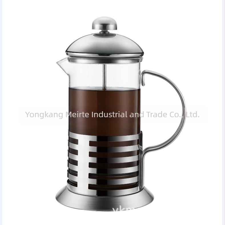 600ml Cafetieră French Press din sticlă, preparare manuală, filtru pentru lapte, ceainic și ceașcă de cafea