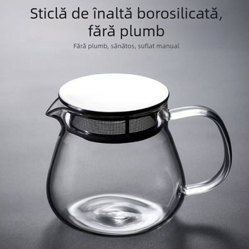 Ceainic din sticlă cu capac și filtru, transparent, rezistent la temperatură, design simplu