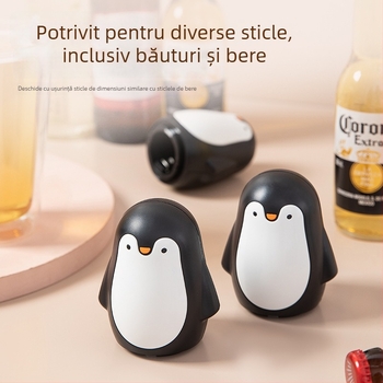 Deschizător creativ de sticle în formă de pinguin – bere și vin, automat, cu aspirație magnetică, fără urme, pentru uz casnic