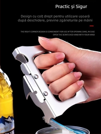 Deschizător multifuncțional din oțel inoxidabil, pentru sticle și conserve, portabil și ușor de folosit