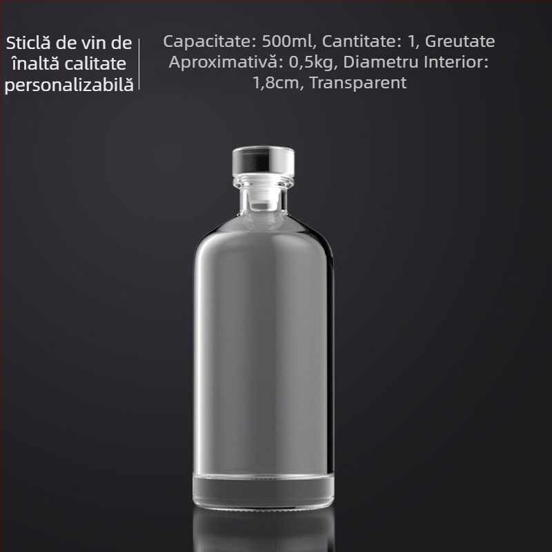 Sticlă din sticlă pentru vin de fructe, cu închidere etanșă, 500 ml, design minimalist luxos