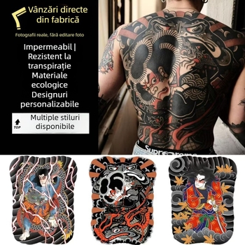 Autocolant pentru tatuaj pe spate, rezistent la apă și durabil, durează 3–5 zile, design japonez tradițional