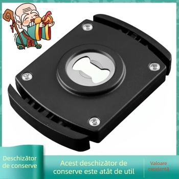 Deschizător multifuncțional pentru sticle și conserve, cu capac rotativ și capac filet