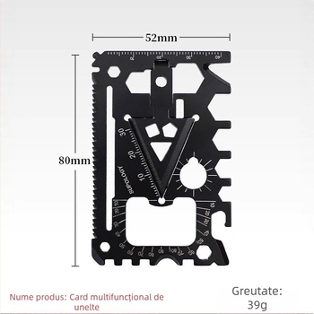Cardă de unelte EDC 18 în 1 pentru exterior: deschizător de sticle, deschizător de conserve, șurubelniță, mică cheie și cuțit