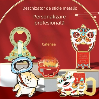 Deschizător de sticle din metal personalizat, magnet de frigider multifuncțional cu dublă utilizare, deschizător de vin și bere personalizat, finisaj vopsit