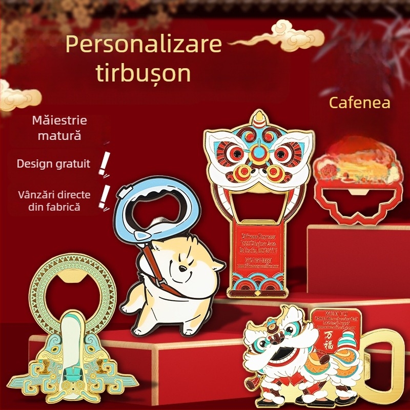 Deschizător de sticle din metal personalizat, magnet de frigider multifuncțional cu dublă utilizare, deschizător de vin și bere personalizat, finisaj vopsit