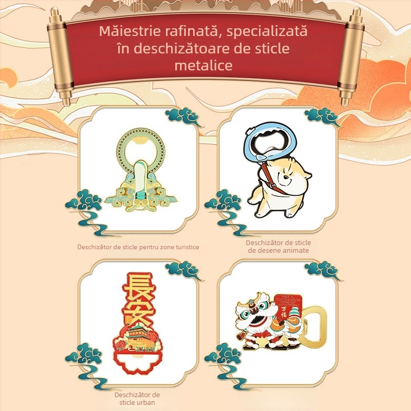 Deschizător de sticle din metal personalizat, magnet de frigider multifuncțional cu dublă utilizare, deschizător de vin și bere personalizat, finisaj vopsit