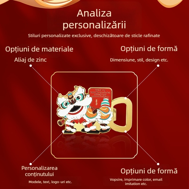 Deschizător de sticle din metal personalizat, magnet de frigider multifuncțional cu dublă utilizare, deschizător de vin și bere personalizat, finisaj vopsit