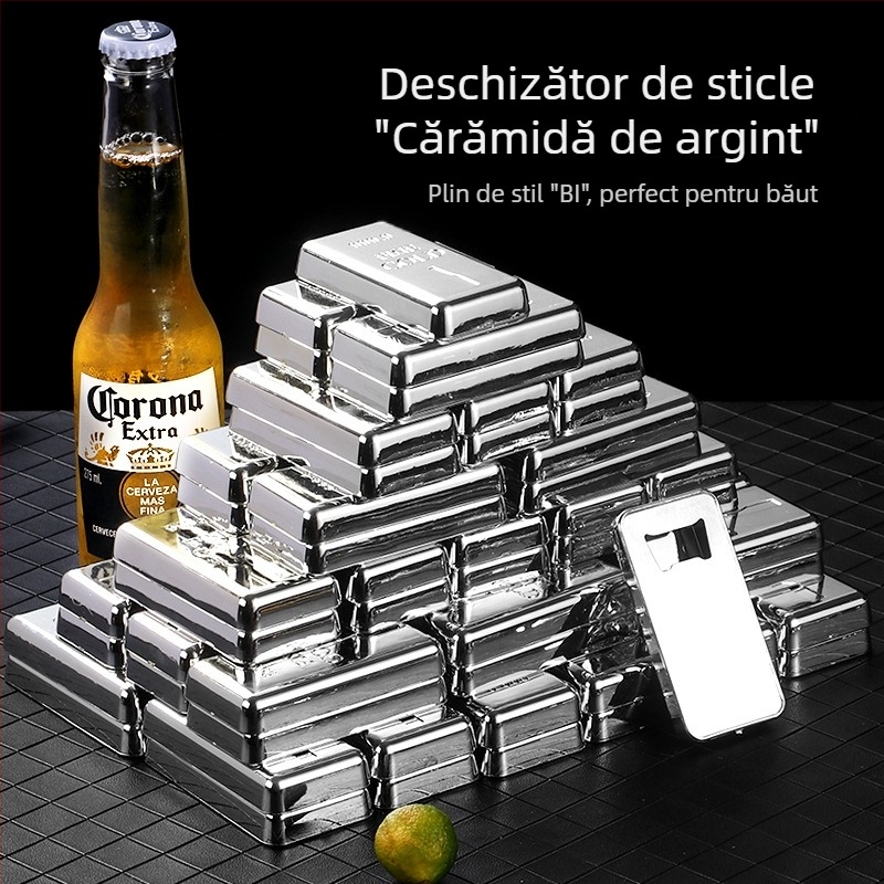 Deschizător creativ pentru sticle, cu design de bloc de aur, din oțel inoxidabil, deschizător pentru bere și conserve, nou model