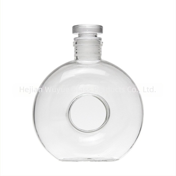 Sticlă de vin în formă de O, sticlă transparentă, sigilată pentru infuzie la rece, sticlă plată mică pentru reumplere cu ceai rece