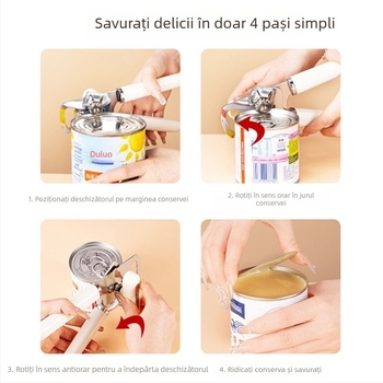 Deschizător de conserve multifuncțional, oțel inoxidabil, ustensilă de bucătărie