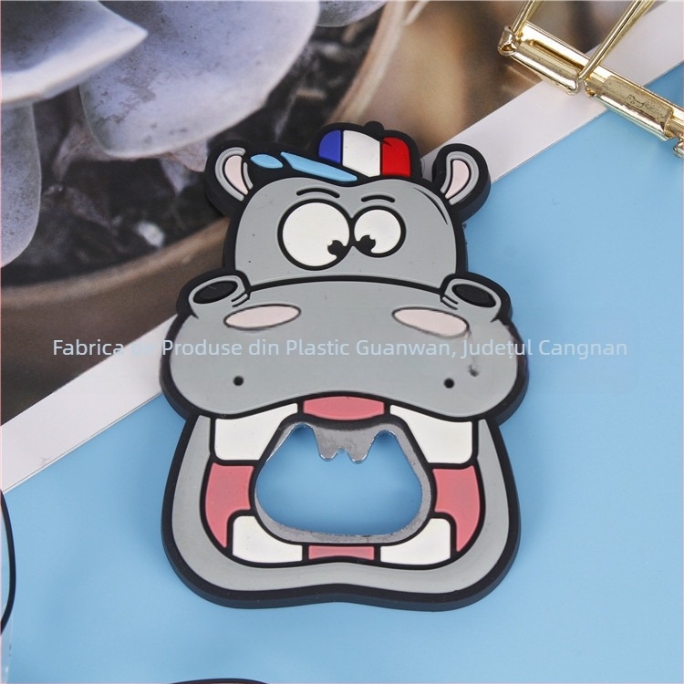 Deschizător de sticle Cartoon din PVC moale, cu magnet pentru frigider, personalizabil
