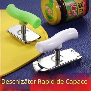 Deschizător din oțel inoxidabil, multifuncțional, rotativ pentru sticle și conserve