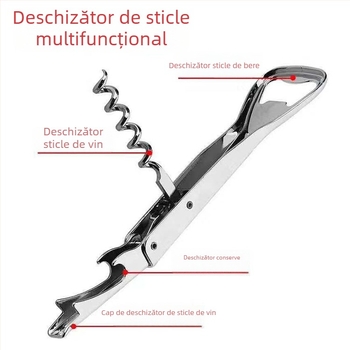 Deschizător de sticle din oțel inoxidabil, multifuncțional pentru vin și bere, instrument de bar