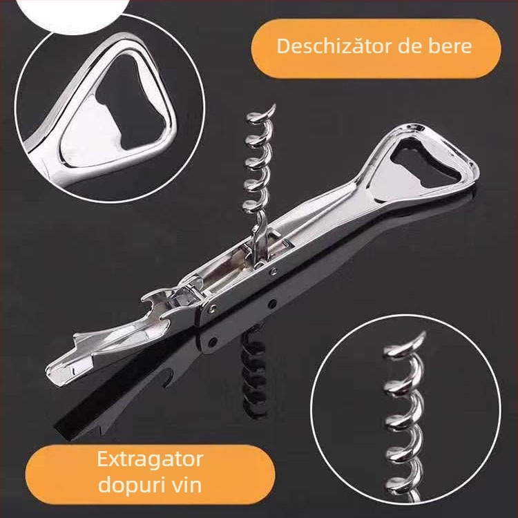 Deschizător de sticle din oțel inoxidabil, multifuncțional pentru vin și bere, instrument de bar