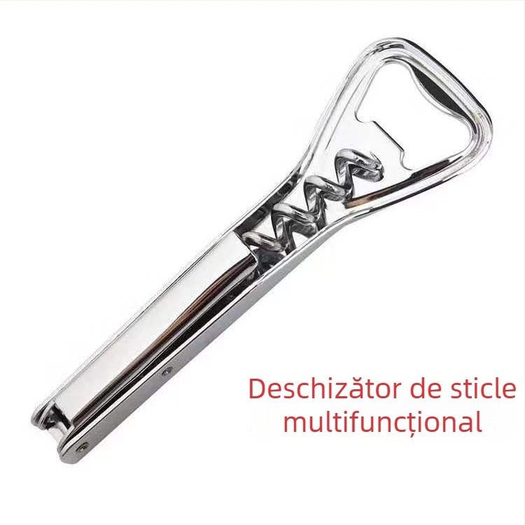Deschizător de sticle din oțel inoxidabil, multifuncțional pentru vin și bere, instrument de bar