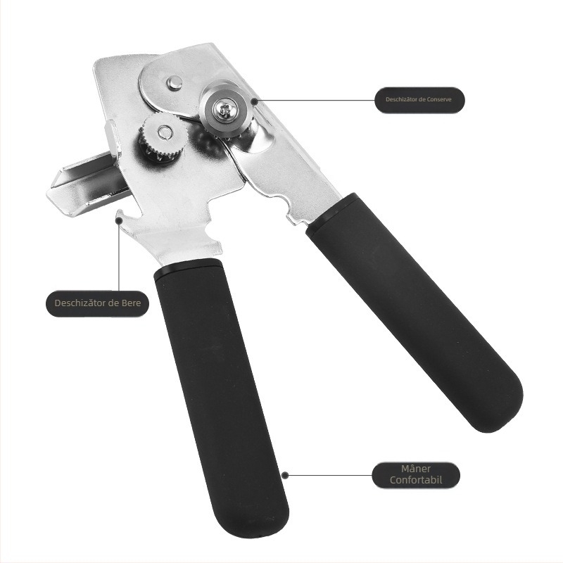 Deschizător manual de conserve, portabil, mâner PP, ergonomic