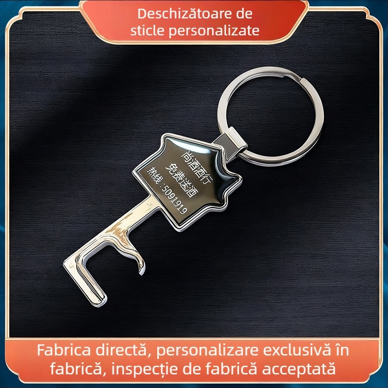 Deschizător de sticle din aliaj de zinc, personalizabil, cu breloc