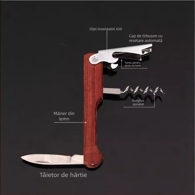 Cuțit Seahorse, cuțit pentru capul creveților, deschizător de sticle multifuncțional pentru uz casnic, cuțit de vin din oțel inoxidabil