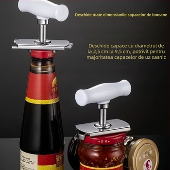 Oțel inoxidabil, deschizător multifuncțional pentru capace, sticle, conserve și borcane din sticlă