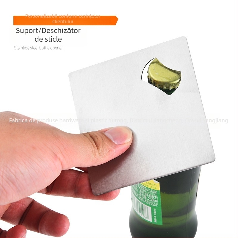 Deschizător mare de sticle de bere din oțel inoxidabil, cu suport pentru pahar – design creativ