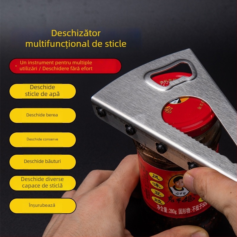 Deschizător din oțel inoxidabil, multifuncțional pentru bere și băuturi din doze, instrument compact pentru casă, restaurant și bar.