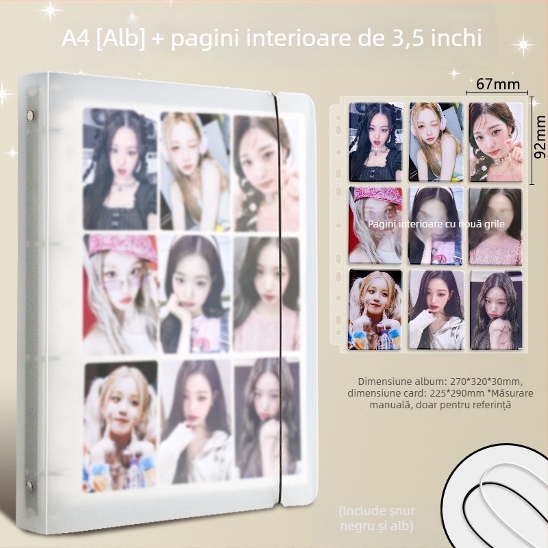 Album de cărți star pentru Polaroid și carduri poștale, album foto cu pagini detașabile și grilă 1-4-9 (A4/A5)
