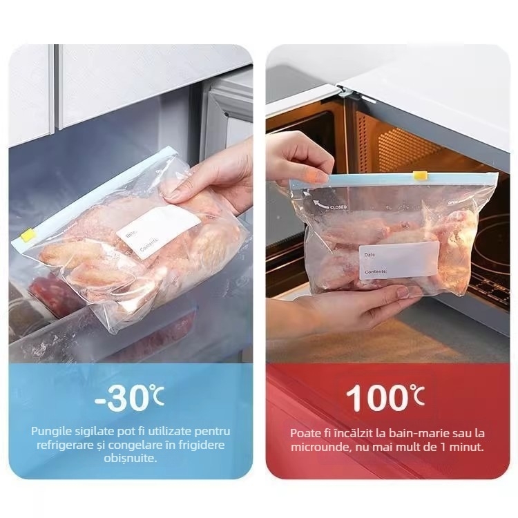 Pungi sigilate alimentare, cu fermoar, pentru frigider acasă și congelator