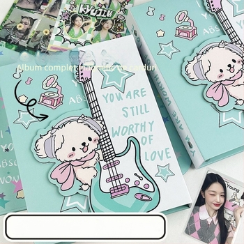Guitar Puppy A5 Album pentru carduri, formă neregulată, închidere magnetică, stil Instagram, distribuție cu patru câmpuri pentru carduri mici