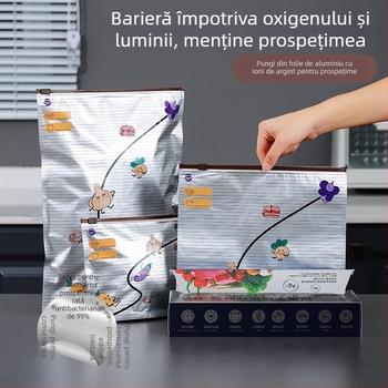 Pungi de conservare din folie de aluminiu cu ioni de argint pentru refrigerare și congelare a fructelor de mare, a cărnii, a puiului și a raței, sigilate antibacterian