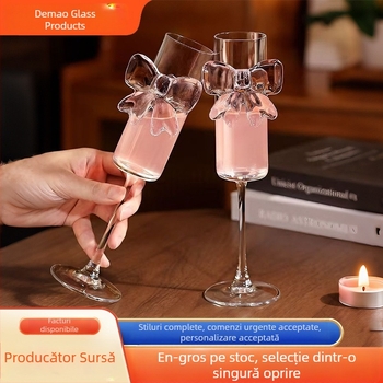 Pahar de vin din borosilicat, 401–500 ml, stil retro ușor luxos, pahar cristalin pentru suc, pahar de cocktail, pahar de șampanie cu fluture