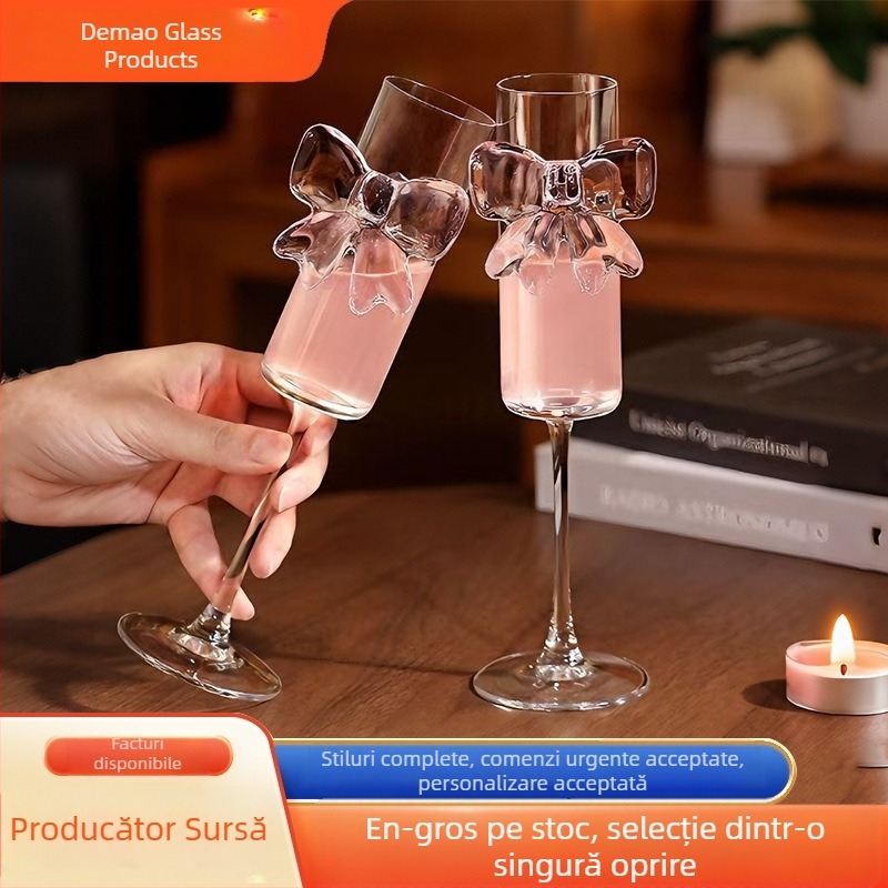 Pahar de vin din borosilicat, 401–500 ml, stil retro ușor luxos, pahar cristalin pentru suc, pahar de cocktail, pahar de șampanie cu fluture