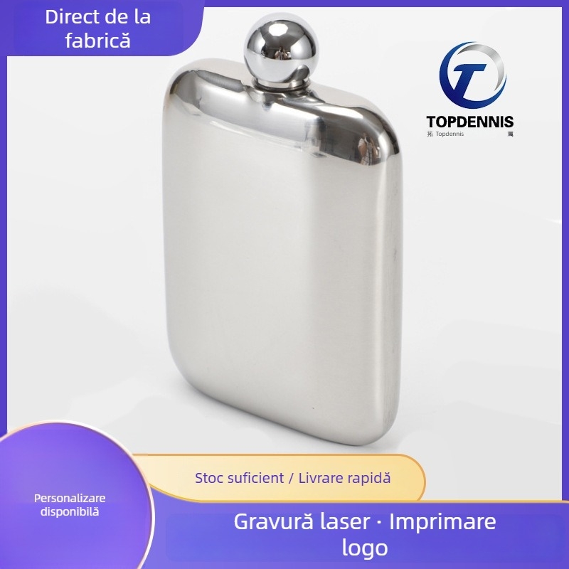 Flacon din oțel inoxidabil, 6 oz, portabil pentru camping