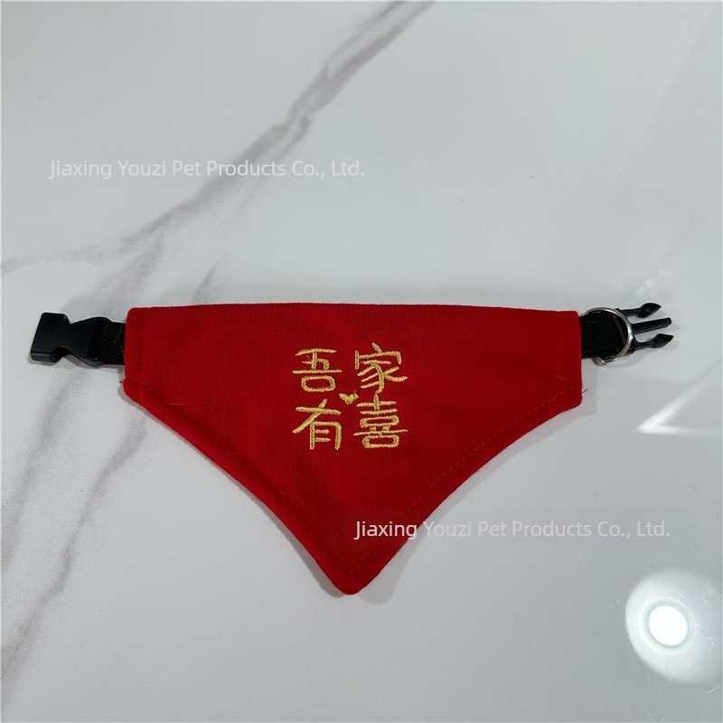 Șal triunghiular din mohair pentru animale de companie, pentru pisici și câini, stil chinezesc de nuntă, brodat