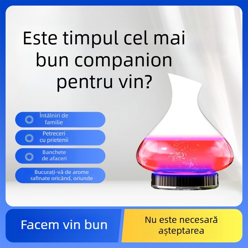 Decanter cu frecvență joasă de terahertz, unde Schumann și lumină, decanter cu nucleu dublu pentru purificarea și îmbunătățirea gustului băuturilor spirtoase, vin roșu și băuturi alcoolice.