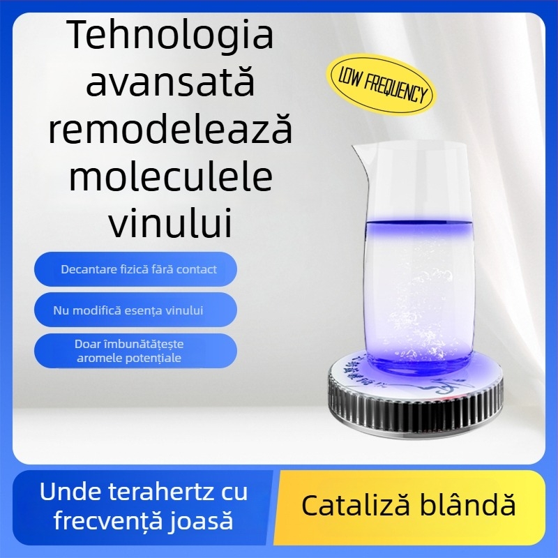 Decanter cu frecvență joasă de terahertz, unde Schumann și lumină, decanter cu nucleu dublu pentru purificarea și îmbunătățirea gustului băuturilor spirtoase, vin roșu și băuturi alcoolice.